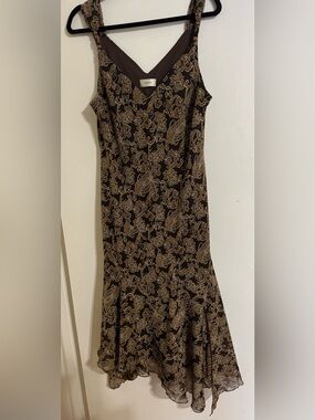 Laura Brown & Tan V-Neck Dress size
